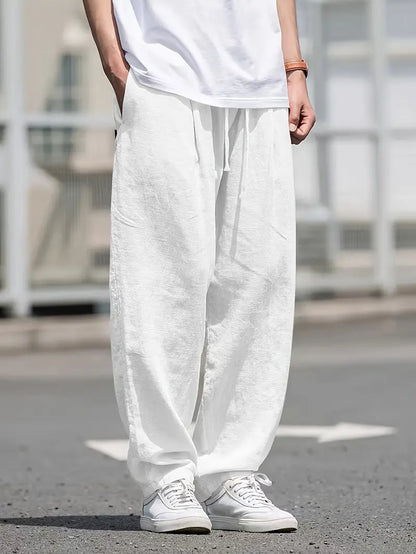 Pantalón Casual de Corte Amplio con Cintura Elástica y Bolsillos Profundos para Hombre | Ideal para Uso Diario