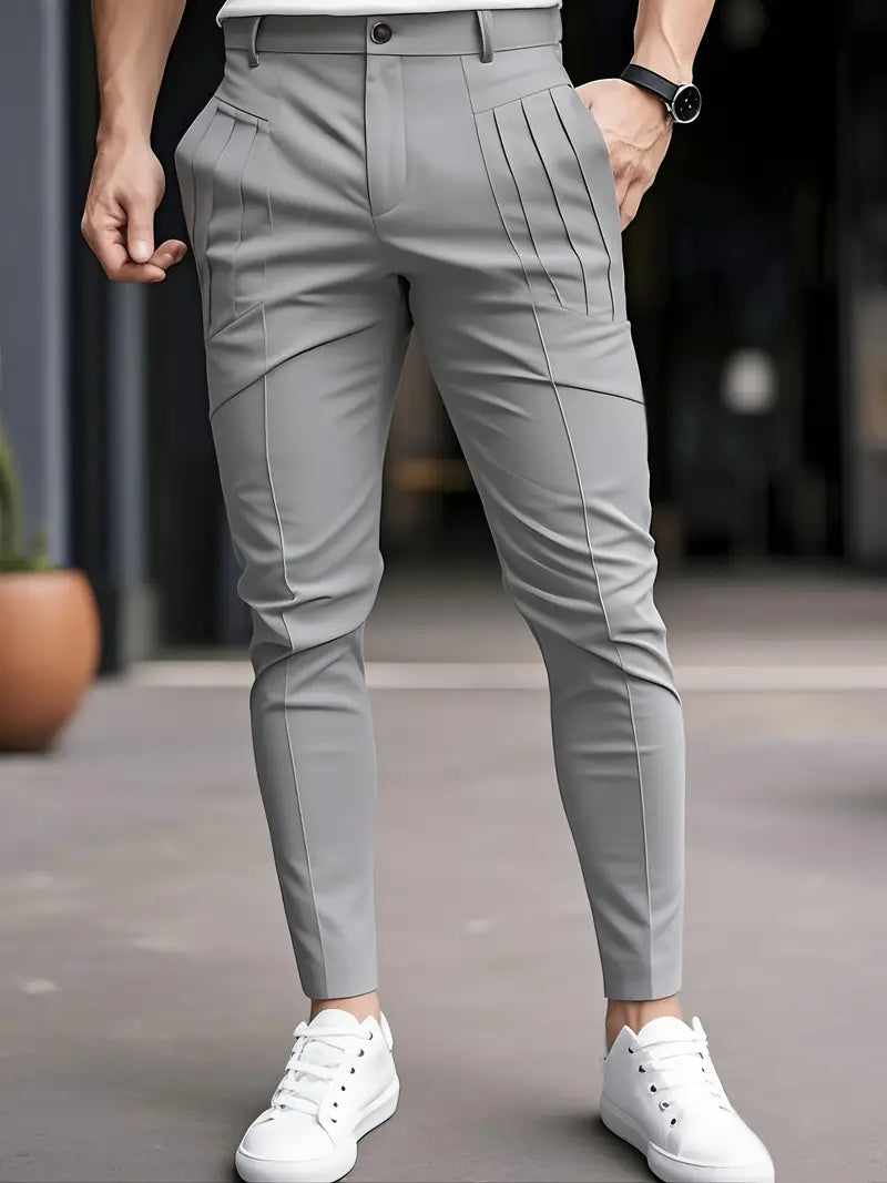 Pantalón Slim con Cintura Ajustada y Bolsillos Laterales para Hombre | Ideal para Uso Diario