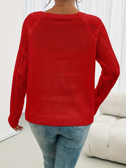 Jersey Con Punto Trenzado Y Botones En El Hombro Para Mujer | Ideal Para Uso Diario En Temporadas Frescas