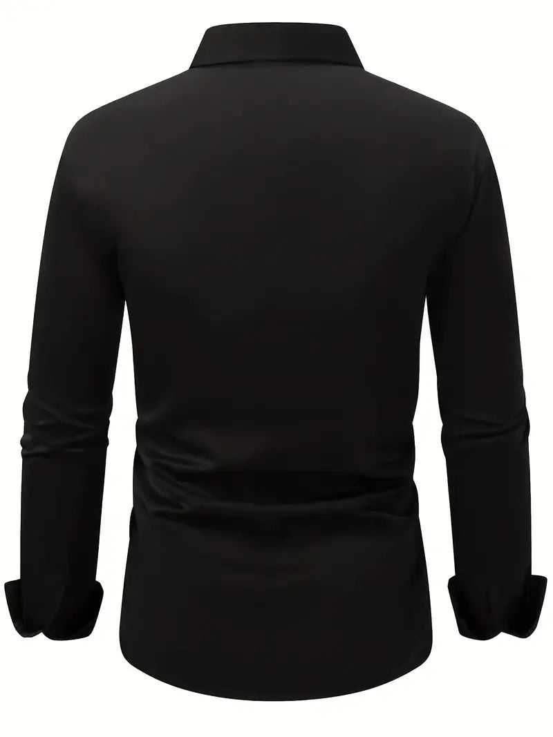 Camisa De Manga Larga Con Cierre De Botones Para Hombres | Ideal Para Uso Diario Y Ocasiones Formales