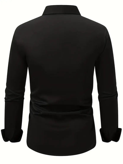 Camisa De Manga Larga Con Cierre De Botones Para Hombres | Ideal Para Uso Diario Y Ocasiones Formales