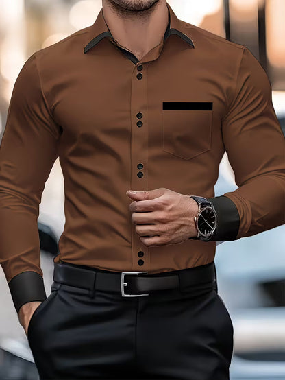 Camisa De Manga Larga Con Cierre De Botones Para Hombre | Ideal Para Uso Profesional Y Social