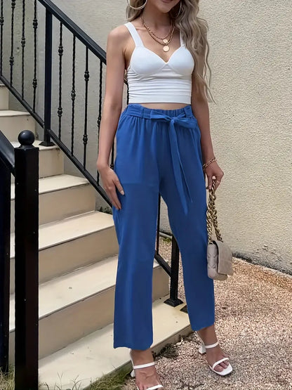 Pantalón Con Cintura Ajustable Y Pierna Recta Para Mujer | Ideal Para Uso Diario