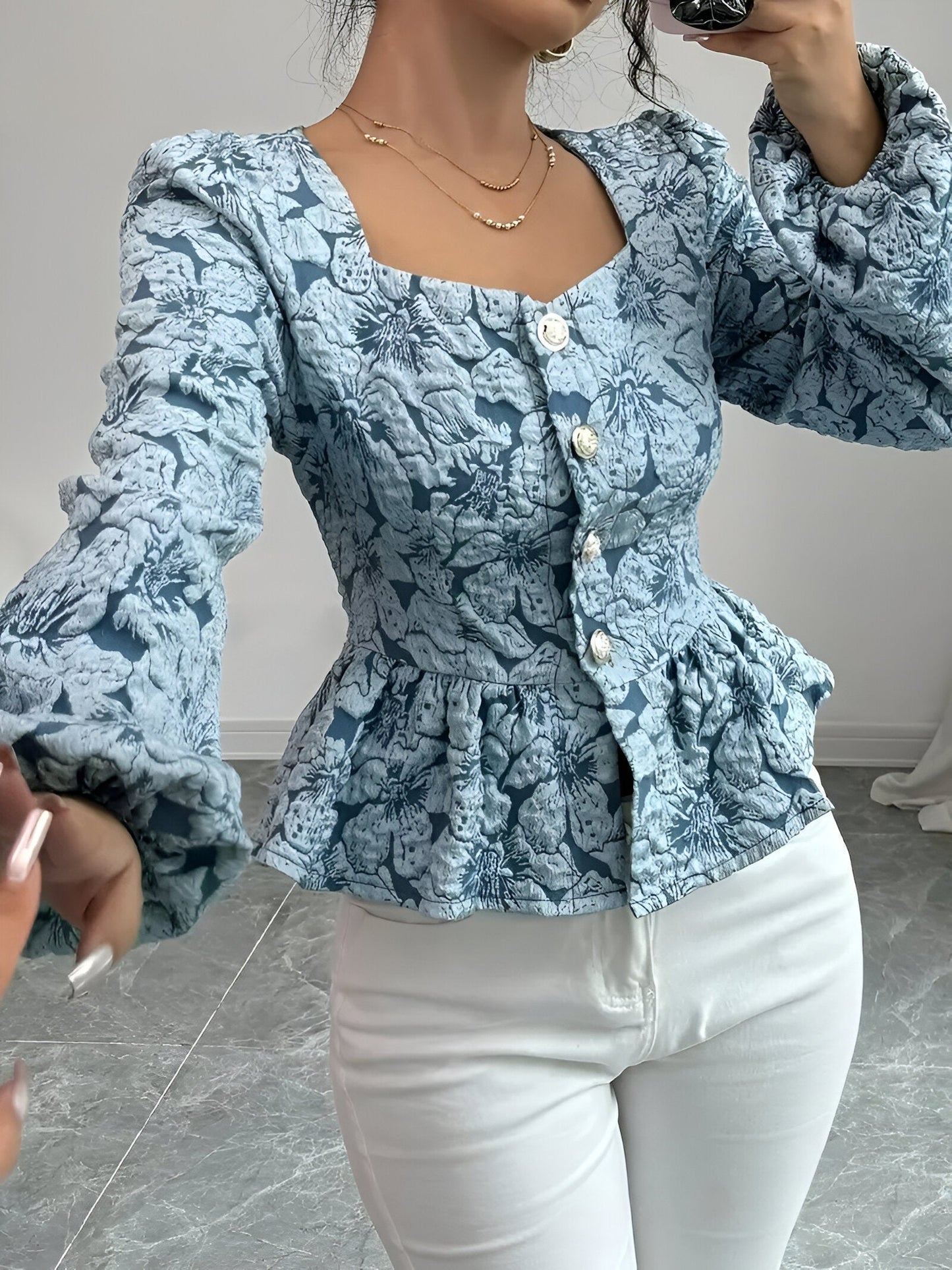 Blusa Con Encolure Corazón Y Detalles Fruncidos Para Mujer | Ideal Para Uso Laboral E Informal