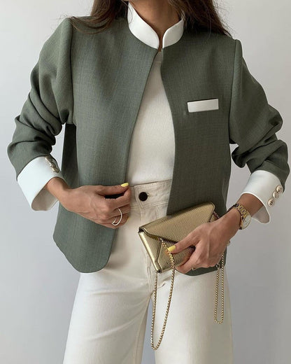 Blazer Corto Bicolor para Mujer | Ideal para Oficina u Ocasiones Variadas