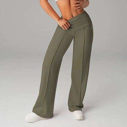 Pantalón De Talle Alto Con Cintura Integrada Y Piernas Anchas Para Mujer | Ideal Para Uso Diario
