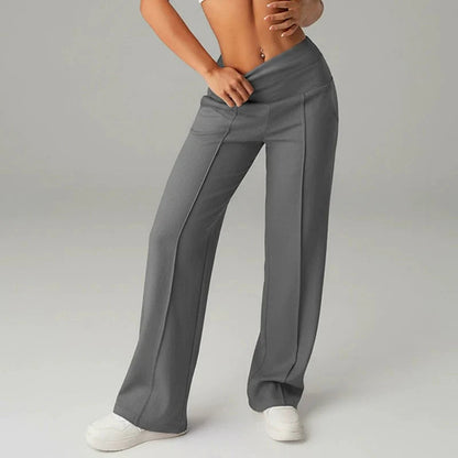 Pantalón De Talle Alto Con Cintura Integrada Y Piernas Anchas Para Mujer | Ideal Para Uso Diario