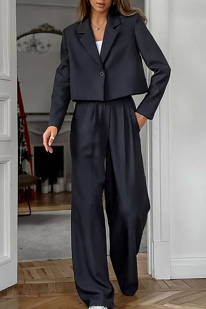 Conjunto De Blazer Corto Y Pantalón De Cintura Alta | Uso Profesional Y Versátil