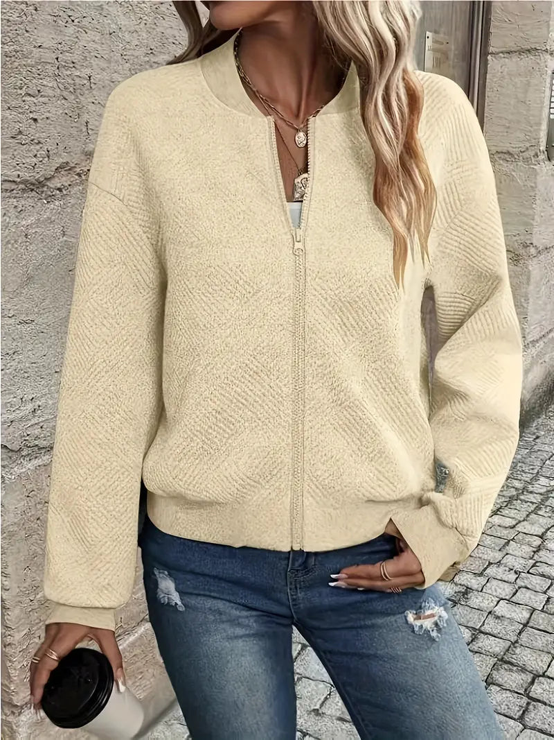 Chaqueta Con Cremallera Frontal Y Corte Holgado Para Mujer | Ideal Para Uso Diario O Entretiempo