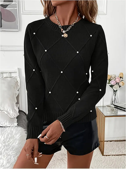 Jersey De Manga Larga Con Motivo Texturizado Para Mujer | Ideal Para Uso Diario Y Superposición