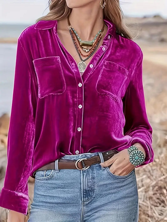 Camisa De Corte Relajado Con Cuello Clásico Para Mujer | Ideal Para Uso Diario