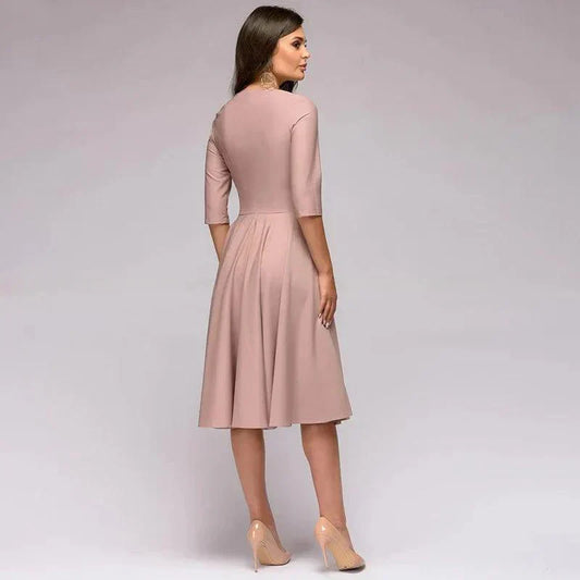 Vestido Midi con Corte Clásico para Mujer | Ideal para Trabajo y Eventos
