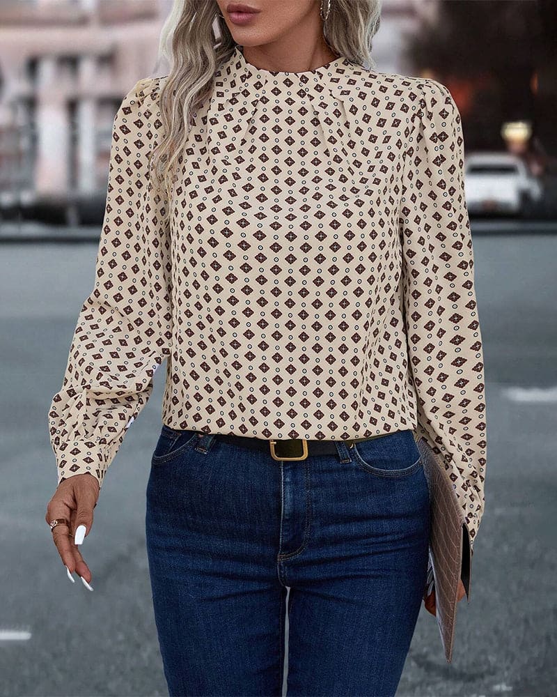 Blusa de Mangas Largas con Motivo Impreso y Corte Amplio Pullover para Mujeres | Ideal para Uso Diario