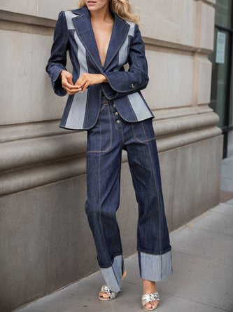 Conjunto De Dos Piezas Con Blazer Estructurado Y Pantalón Para Adultos | Ideal Para Uso Diario Y Salidas