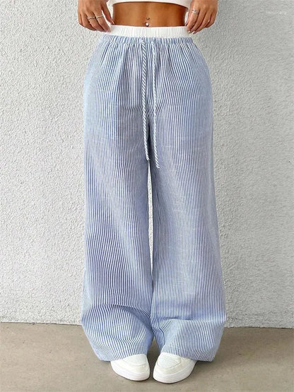 Pantalón Ancho con Rayas Verticales para Mujer | Ideal para Uso Diario y Salidas