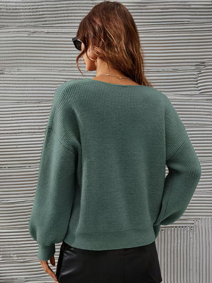Jersey Con Cuello En V Y Hombros Caídos Para Mujer | Ideal Para Uso Diario