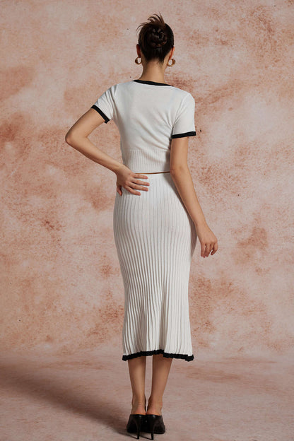 Conjunto De Dos Piezas Para Mujer Con Top Abotonado Y Falda Plisada | Ideal Para Uso Diario Y Salidas Informales