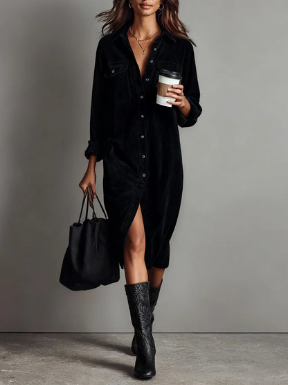 Vestido Midi Con Cierre Abotonado Completo Para Mujer | Ideal Para Uso Diario Y Salidas Informales