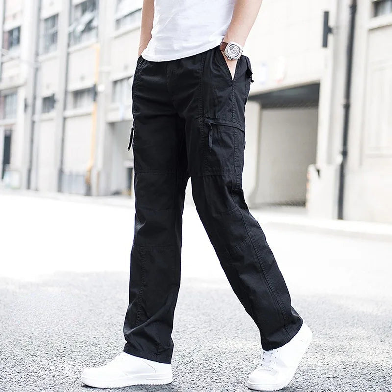 Pantalón De Corte Recto Con Bolsillos Múltiples Para Hombre | Ideal Para Uso Diario
