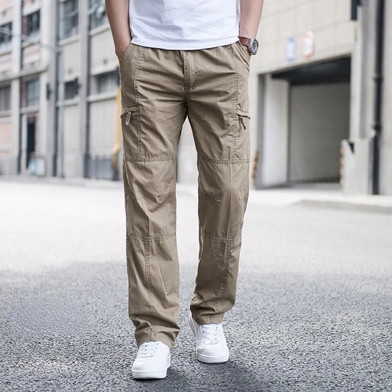Pantalón De Corte Recto Con Bolsillos Múltiples Para Hombre | Ideal Para Uso Diario