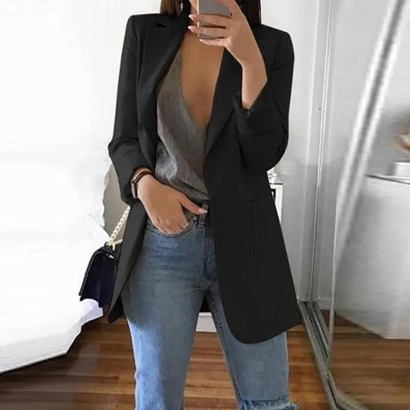 Chaqueta Larga con Corte Ajustado para Mujer | Ideal para Uso Profesional y Diario