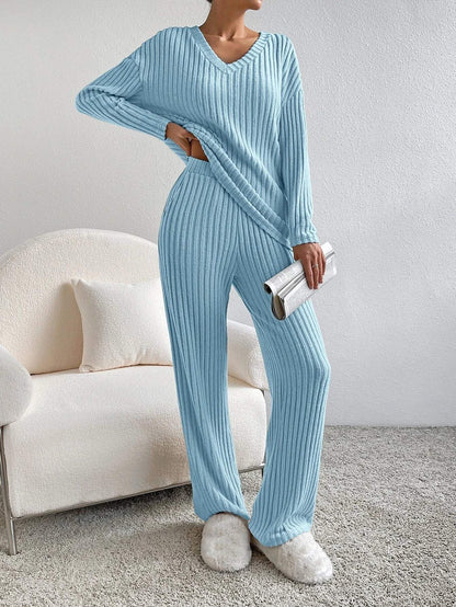 Conjunto de Top de Manga Larga y Pantalón de Corte Amplio para Mujer | Ideal para Uso Diario y Actividades Informales