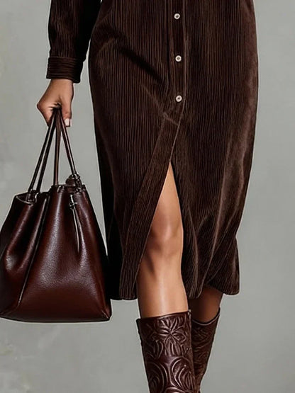Vestido Midi Con Cierre Abotonado Completo Para Mujer | Ideal Para Uso Diario Y Salidas Informales