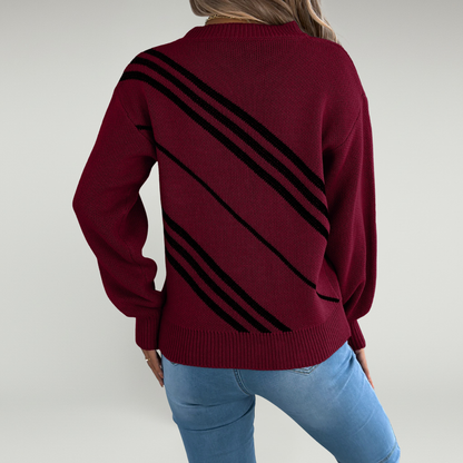 Jersey De Cuello Redondo Con Diseño De Bloques De Color Para Adultos | Ideal Para Invierno Y Uso Casual