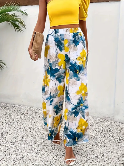 Pantalón Ancho con Estampado Floral Integral para Mujer | Ideal para Días Cálidos y Salidas Informales