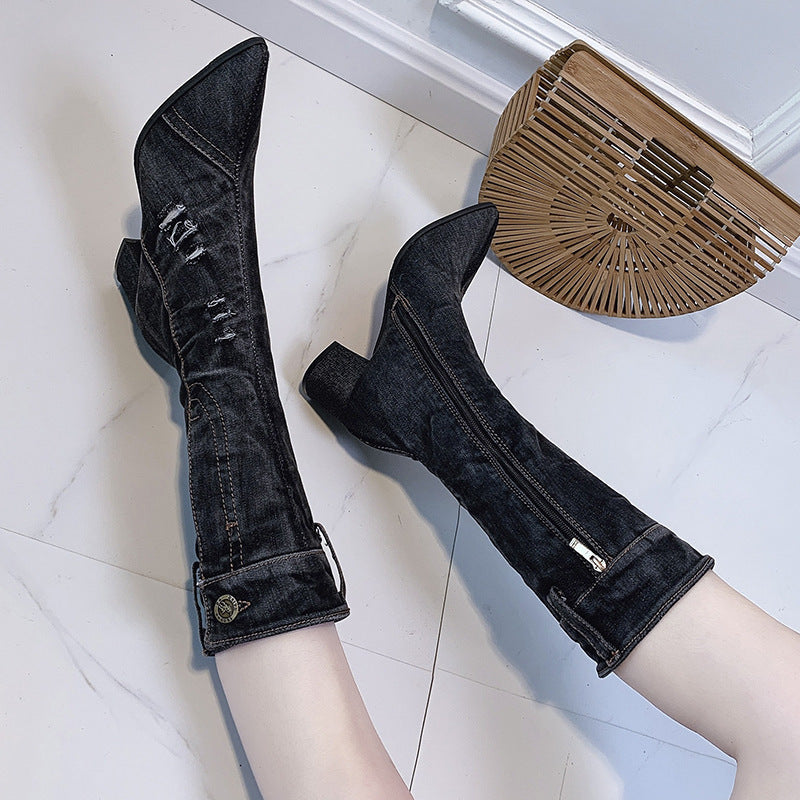 Botas Con Tacón Medio Y Cierre De Cremallera Para Mujer | Ideal Para Uso Diario