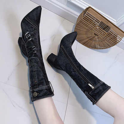 Botas Con Tacón Medio Y Cierre De Cremallera Para Mujer | Ideal Para Uso Diario