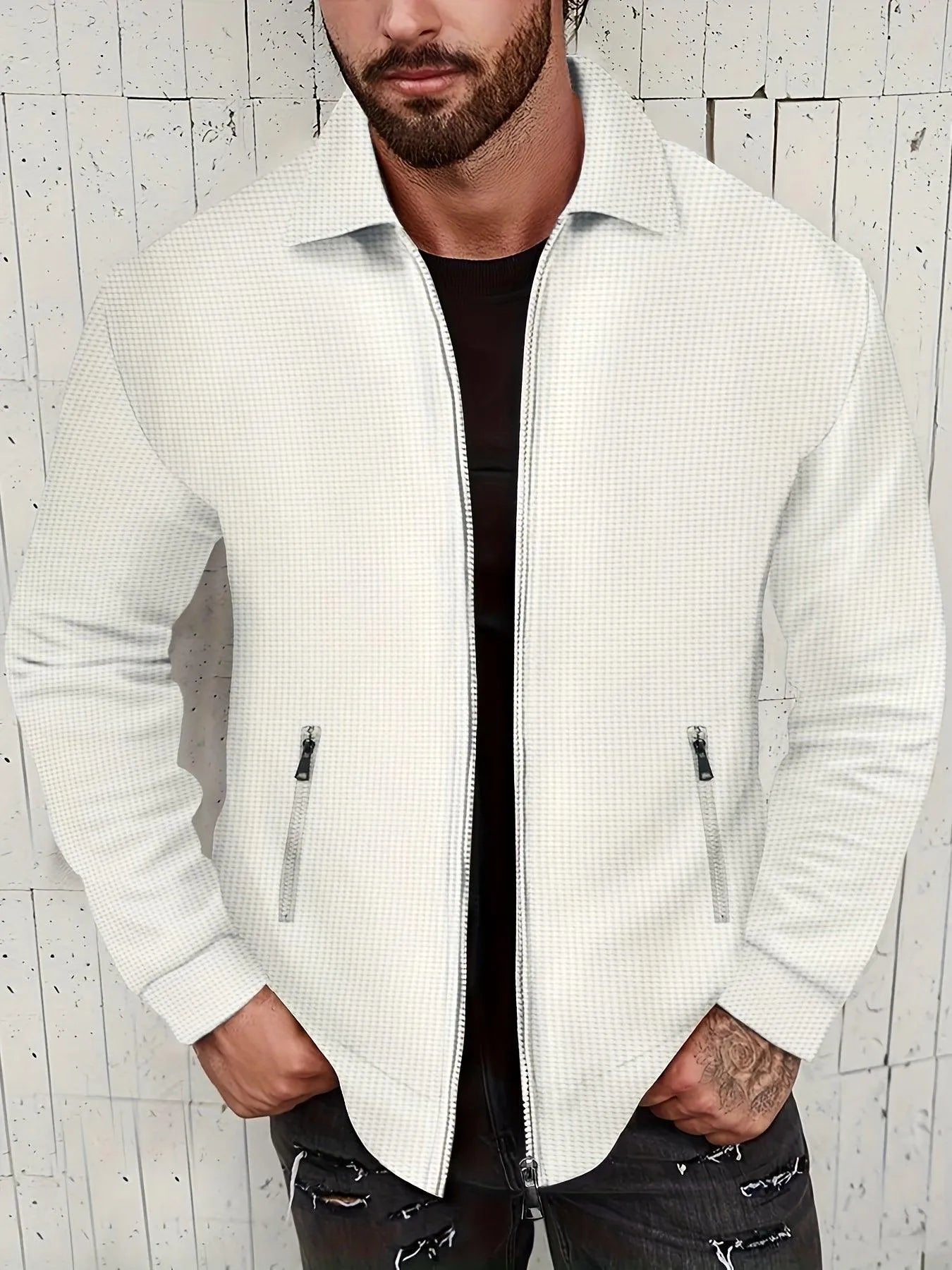 Chaqueta De Color Liso Con Diseño Flexible Para Hombre | Ideal Para Uso Diario Y Entretiempo