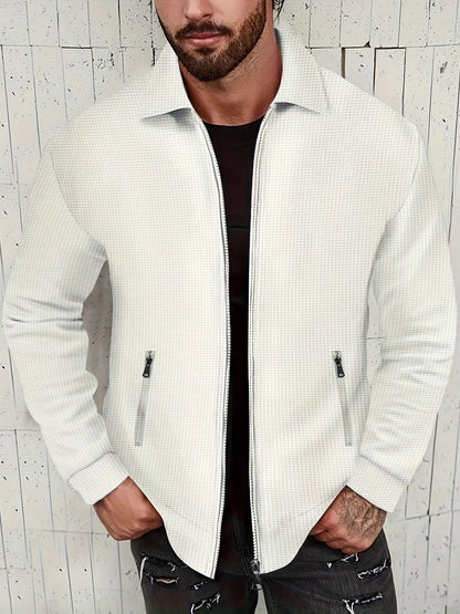 Chaqueta De Color Liso Con Diseño Flexible Para Hombre | Ideal Para Uso Diario Y Entretiempo