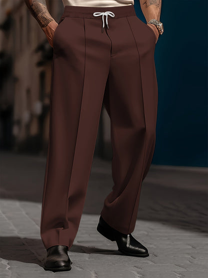 Pantalón Casual de Corte Recto y Amplio con Cintura Elástica para Hombre | Ideal para Uso Diario