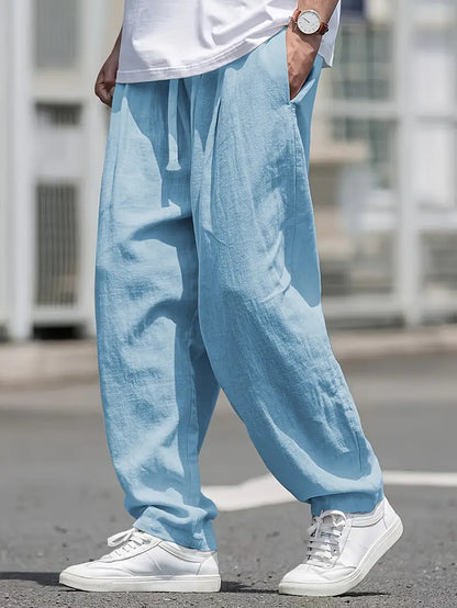 Pantalón Casual de Corte Amplio con Cintura Elástica y Bolsillos Profundos para Hombre | Ideal para Uso Diario