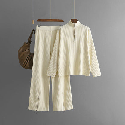 Conjunto de Top con Cremallera y Pantalón de Corte Amplio para Mujer | Ideal para Uso Diario y Salidas Informales