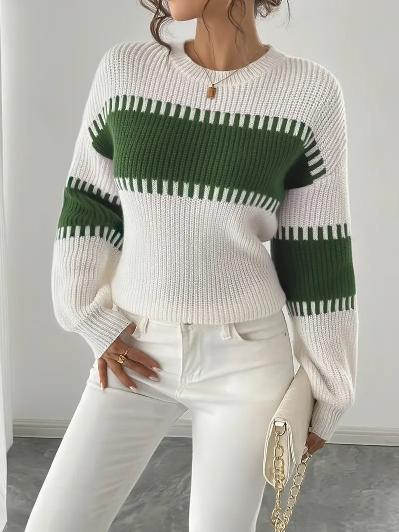 Jersey De Manga Larga Con Cuello Redondo Para Mujer | Ideal Para Uso Diario Y Trabajo