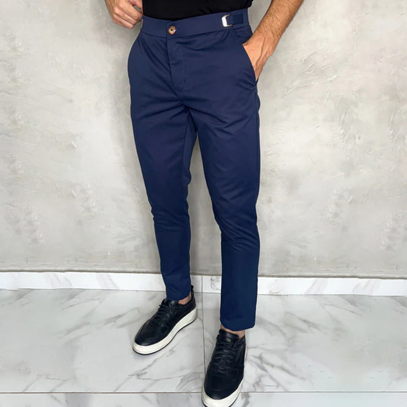 Pantalón Slim con Cierre de Botón y Bolsillos para Hombre | Ideal para Uso Diario