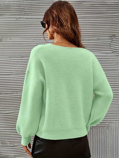 Jersey Con Cuello En V Y Hombros Caídos Para Mujer | Ideal Para Uso Diario