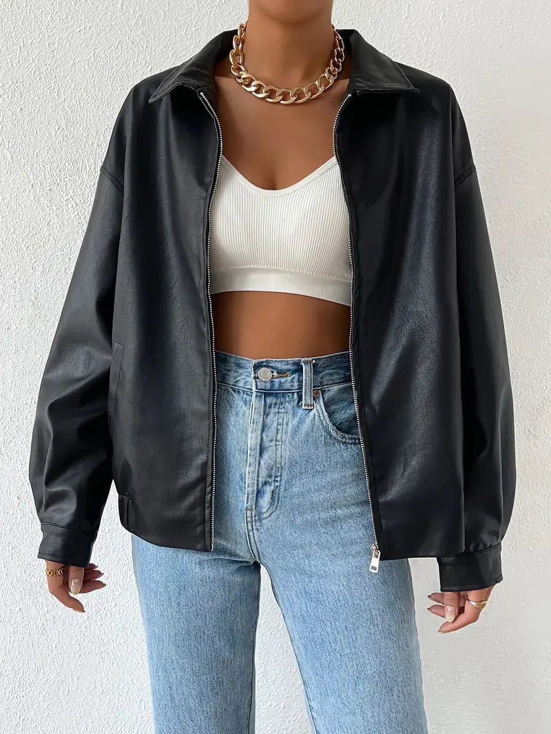 Chaqueta Recta Ligeramente Oversize Con Bolsillos Laterales Para Mujer | Ideal Para Uso Diario Y Actividades Urbanas