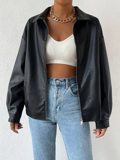 Chaqueta Recta Ligeramente Oversize Con Bolsillos Laterales Para Mujer | Ideal Para Uso Diario Y Actividades Urbanas