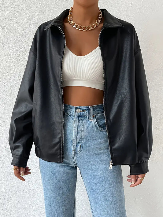 Chaqueta Recta Ligeramente Oversize Con Bolsillos Laterales Para Mujer | Ideal Para Uso Diario Y Actividades Urbanas