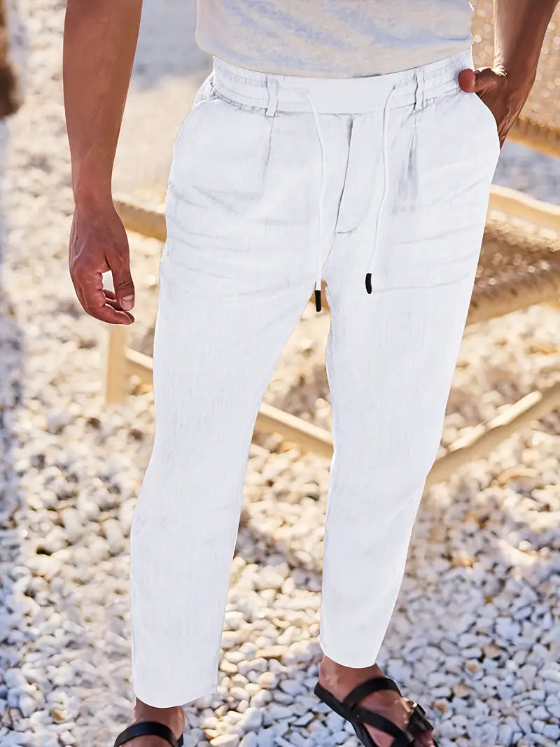 Pantalón Casual de Corte Amplio con Cintura Elástica y Cordón para Hombre | Ideal para Uso Diario