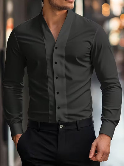 Camisa Con Cierre De Botones Y Corte Ajustado Para Hombre | Ideal Para Uso Diario Y Entornos Profesionales