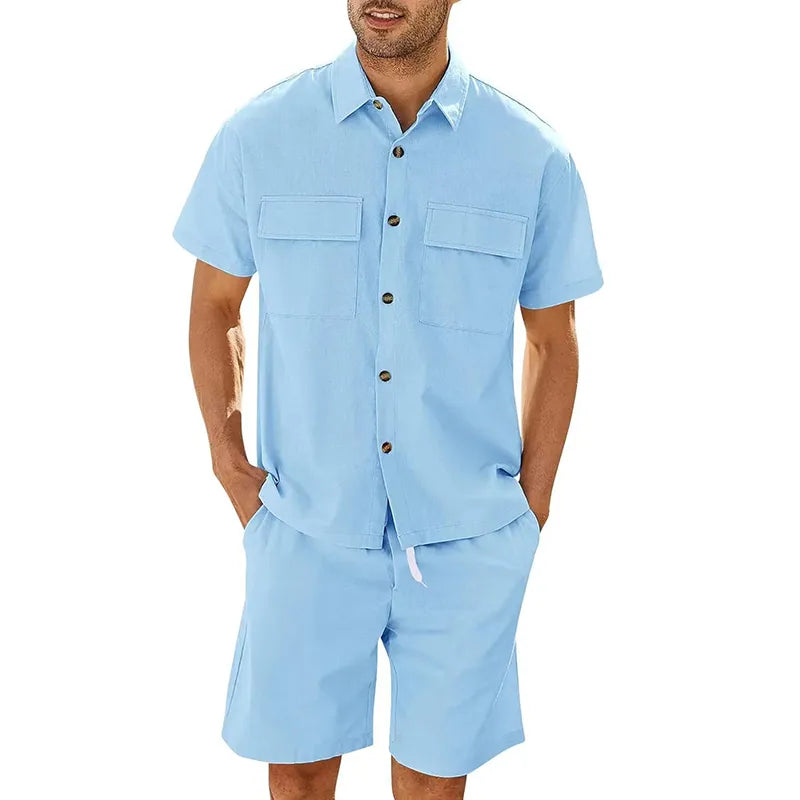 Conjunto Dos Piezas con Camisa de Manga Corta y Short con Cintura Elástica para Adultos | Ideal para Uso Diario