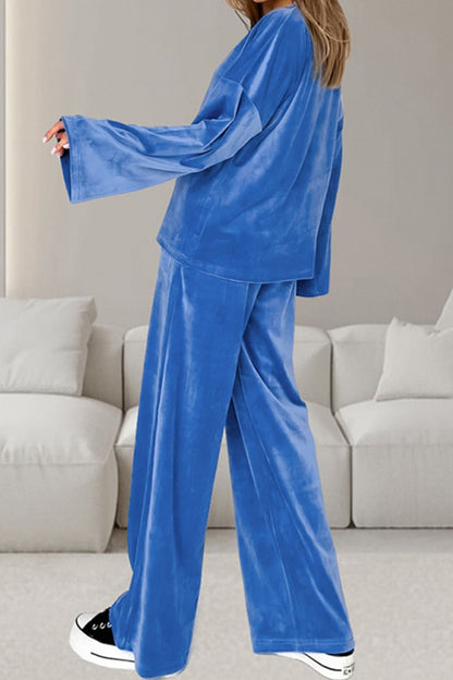 Conjunto De Dos Piezas con Top De Manga Larga y Pantalón con Cordon para Adultos | Ideal para Uso Diario