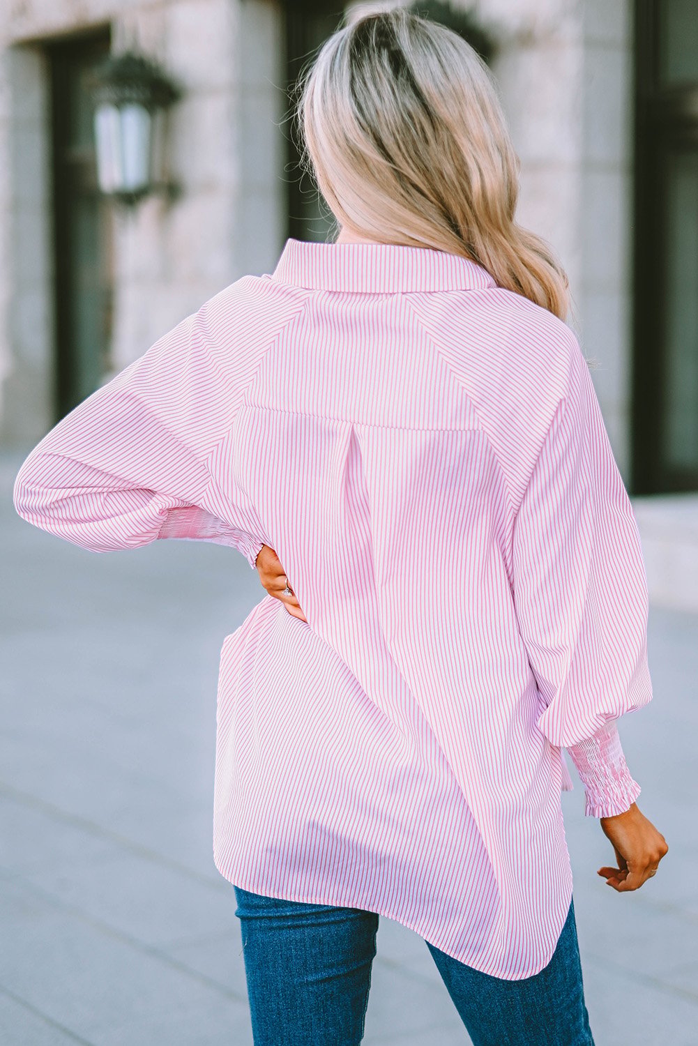 Camisa Midi Con Estampado De Rayas Y Mangas Oversize Para Mujer | Ideal Para Uso Diario Y Viajes