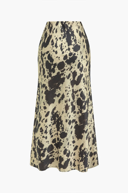 Falda Midi de Talle Alto con Corte A-Línea e Imprimado Animal para Mujer | Ideal para Uso Diario o Eventos Planificados