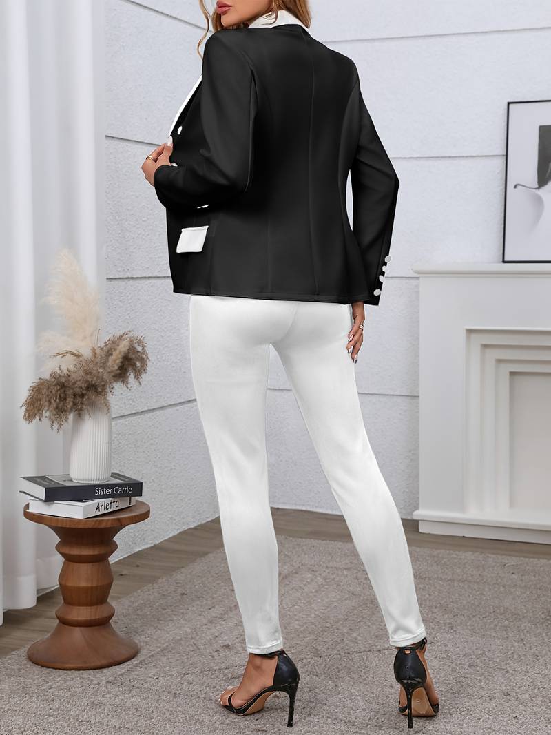 Conjunto de Dos Piezas con Blazer Estructurado y Pantalón Ajustado para Mujer | Ideal para Oficina o Eventos