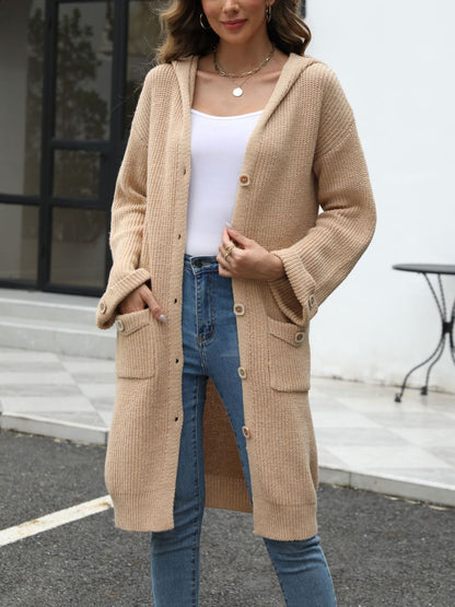Cardigan Largo Con Botones Y Bolsillos Para Mujer | Ideal Para Superposición Y Uso Diario